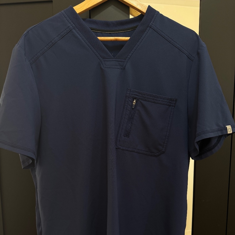 Cherokee Infinity Navy Scrub Top & Jogger Bottom Set